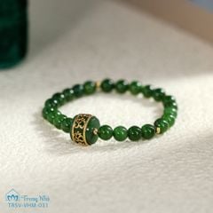 Vòng Ngọc bích mix Lu bọc vàng khắc chủng tự Om ( TRSV VHM 031 )
