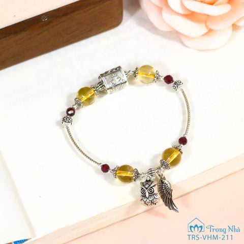 Vòng Thạch Anh Vàng 8li mix charm Bảo Vệ Kalachakra (TRS VHM 211 1)