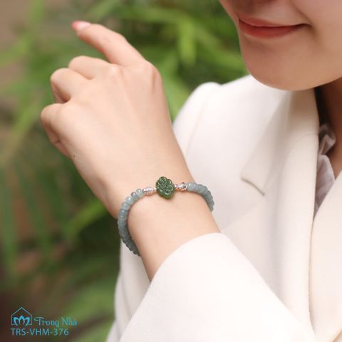 Vòng Lam Ngọc mix Ngọc Bích nút Cát Tường (TRS VHM 376)