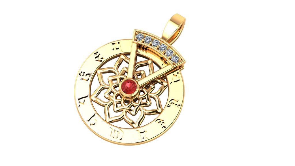 Mặt dây chuyền Liên Hoa Bảo Tâm - Om mani padme hum hoa sen xoay ( MATDC 043 )