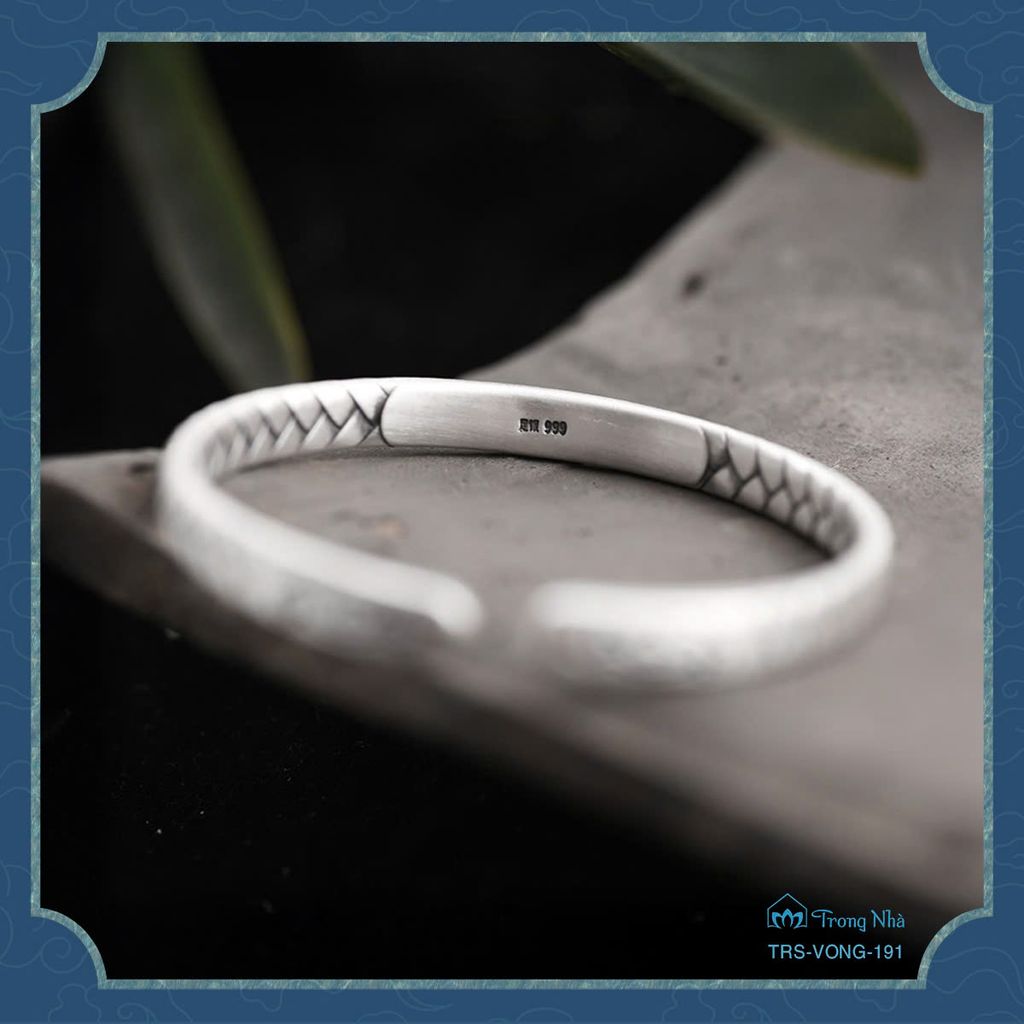 Vòng tay bạc khắc chú Om Mani Padme Hum (TRS VONG 191 )