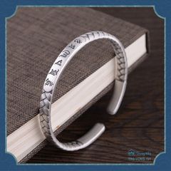 Vòng tay bạc khắc chú Om Mani Padme Hum (TRS VONG 191 )