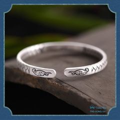 Vòng tay bạc khắc chú Om Mani Padme Hum (TRS VONG 191 )