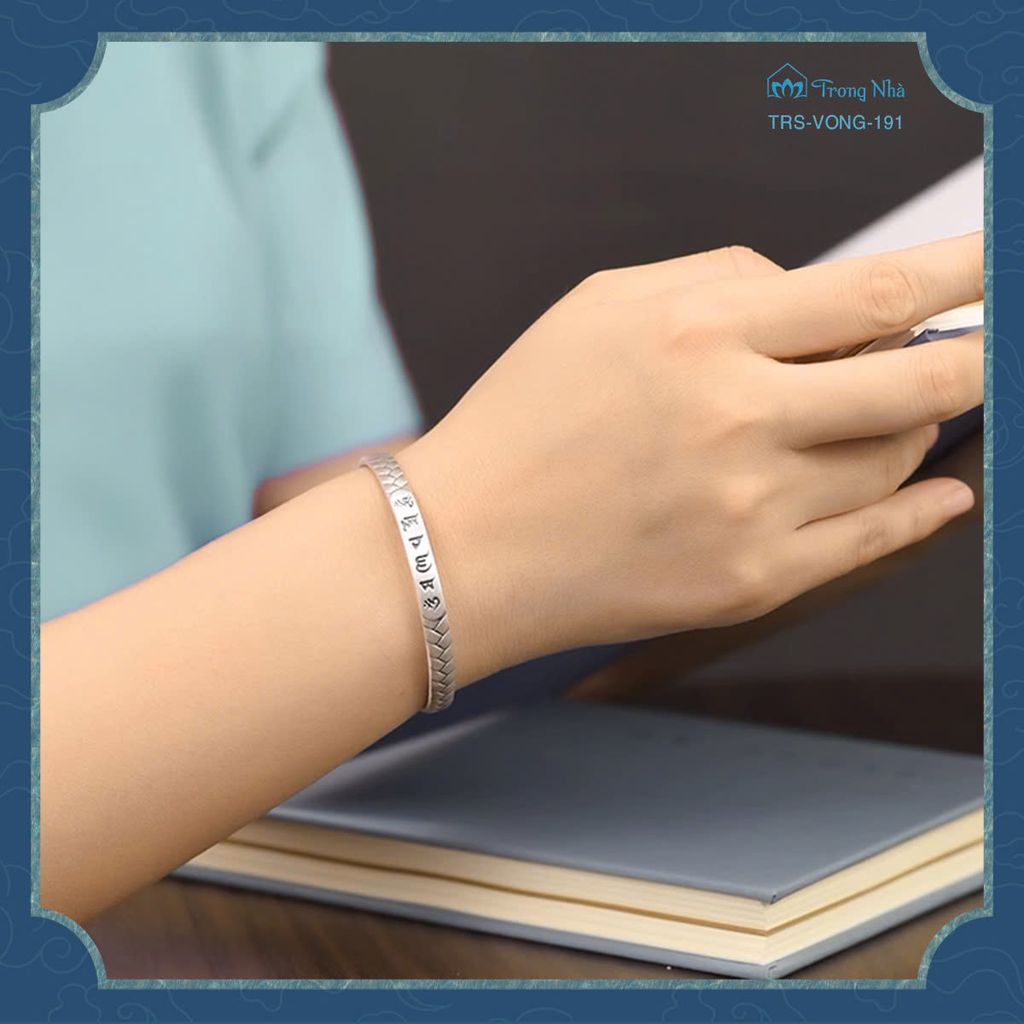 Vòng tay bạc khắc chú Om Mani Padme Hum (TRS VONG 191 )