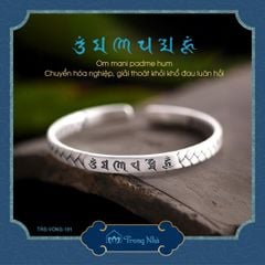 Vòng tay bạc khắc chú Om Mani Padme Hum (TRS VONG 191 )