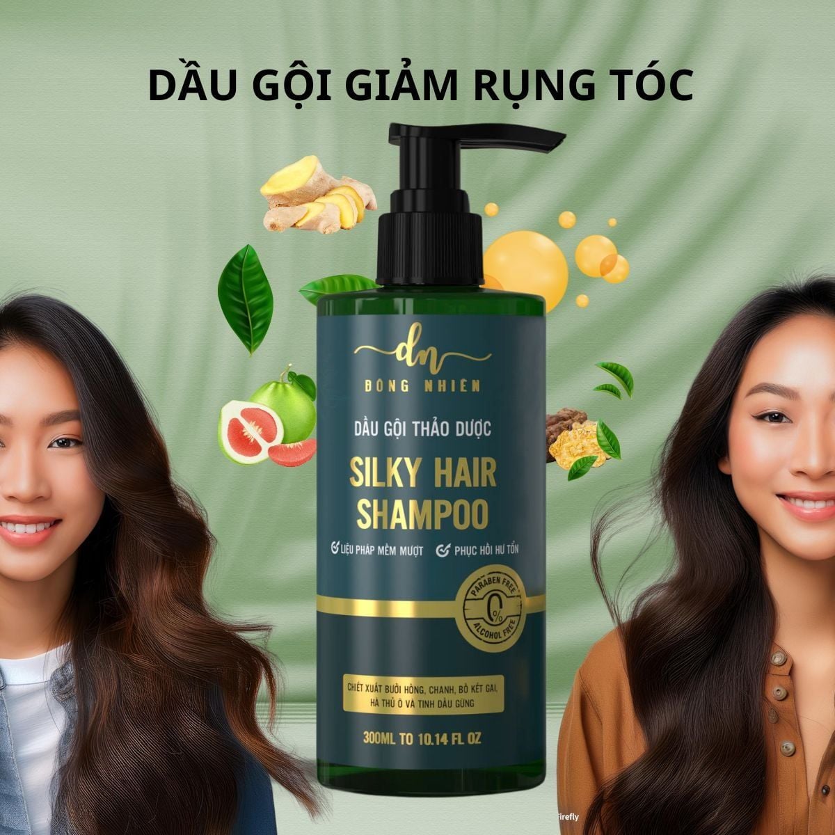  Chăm sóc tóc gãy rụng - Dầu gội giảm gãy rụng + kem ủ phục hồi keratin Dongnhien 