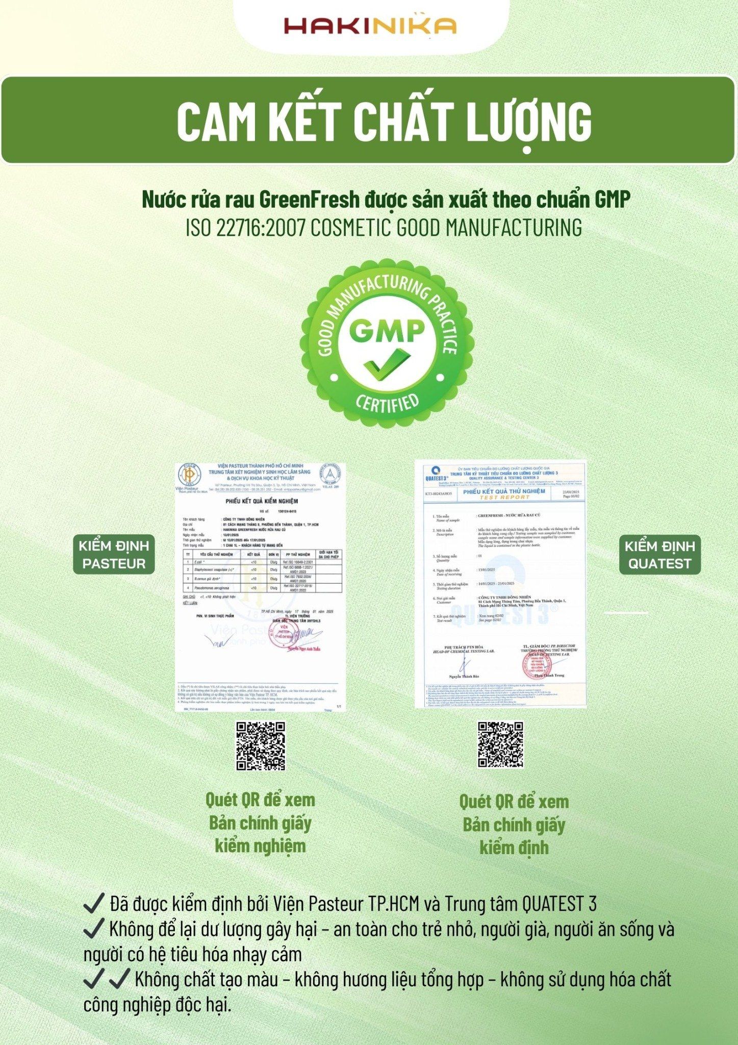  1 THÙNG 20 CHAI - Nước Rửa Rau Củ, Nước Ngâm Rau, Nước Rửa Thực Phẩm GreenFresh Hakinika 1000ml – Loại dư lượng hóa chất, ấu trùng 