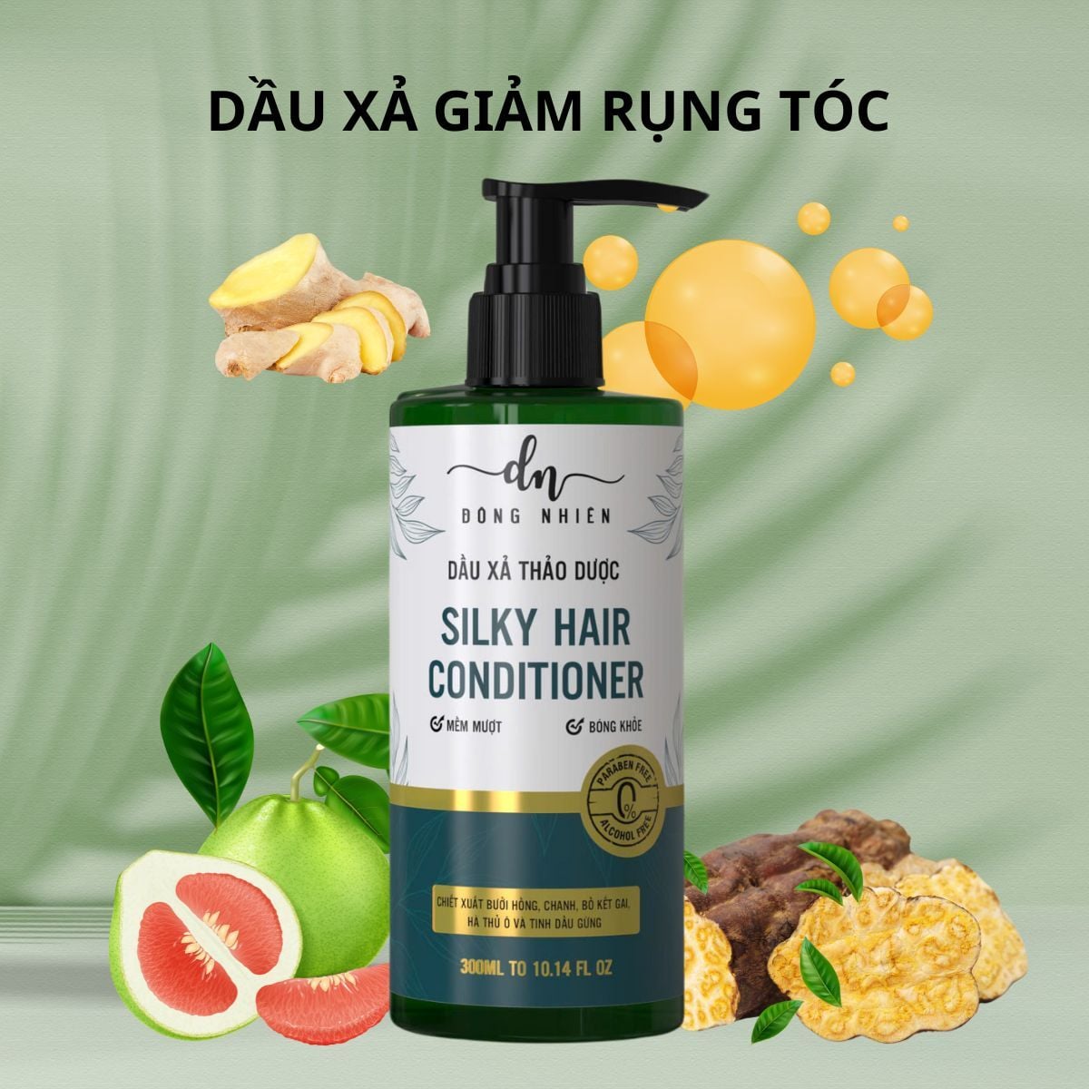  Combo gội xả giảm rụng giúp tóc mọc chắc khỏe, suôn mượt Herbal Silky Hair DongNhien 