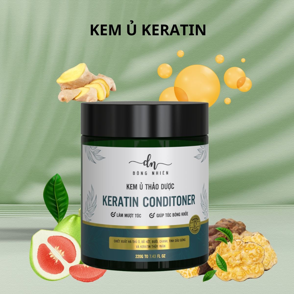  Chăm sóc tóc gãy rụng - Dầu gội giảm gãy rụng + kem ủ phục hồi keratin Dongnhien 