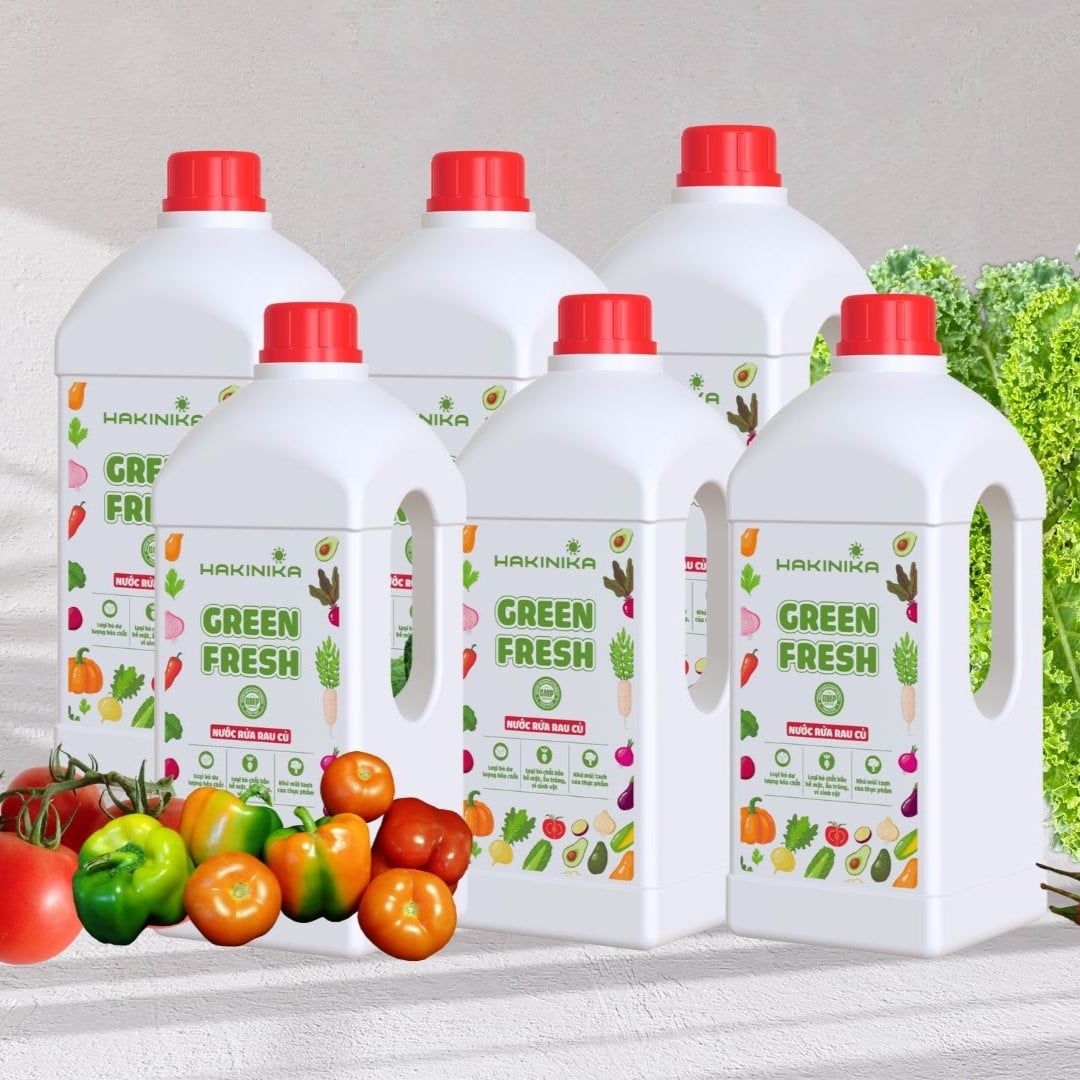  Combo 6 Nước Rửa Rau Củ, Nước Ngâm Rau, Nước Rửa Thực Phẩm GreenFresh Hakinika 1000ml – Loại dư lượng hóa chất, ấu trùng 