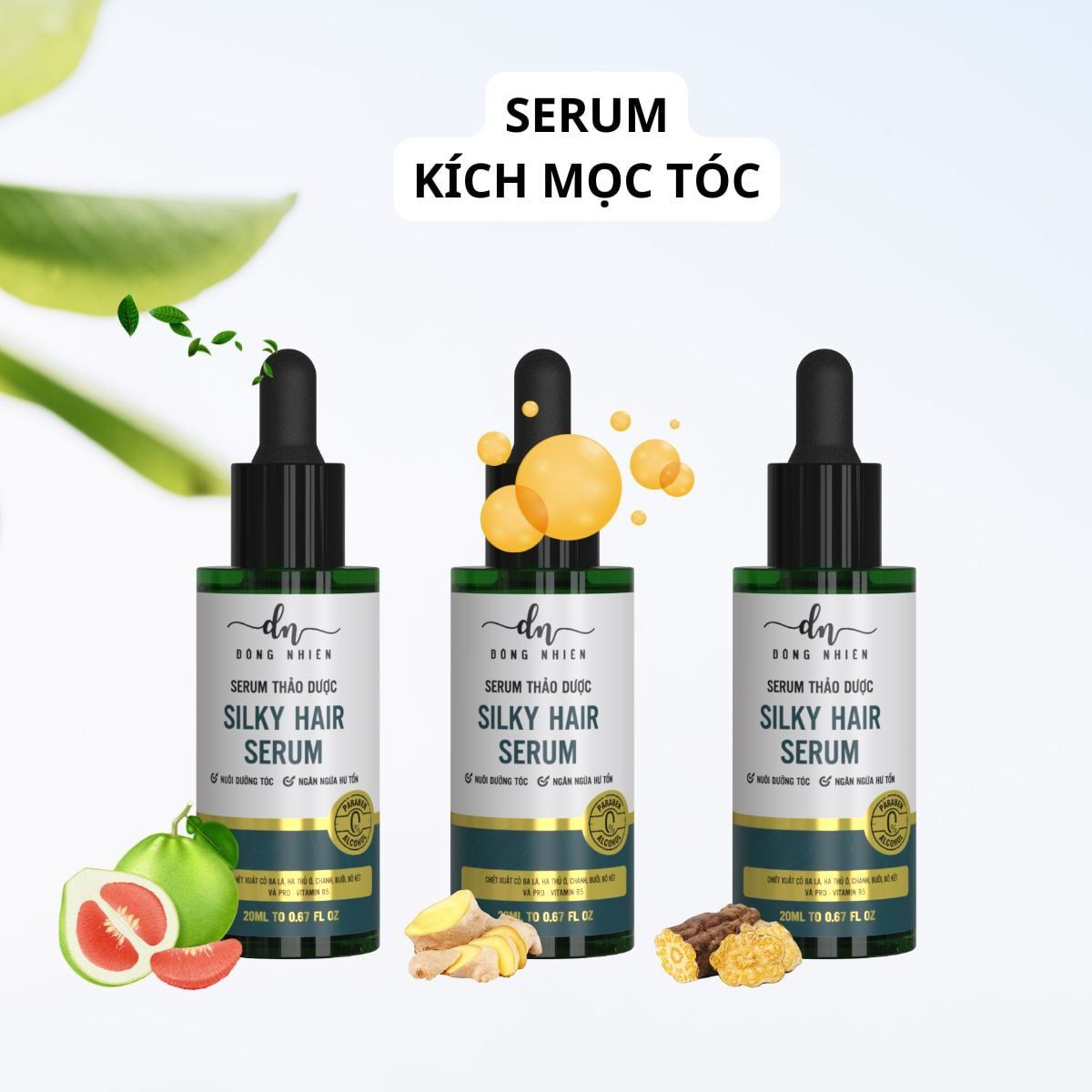  Combo giảm rụng kích mọc tóc - 3 Serum kích mọc tóc thảo dược Dongnhien 