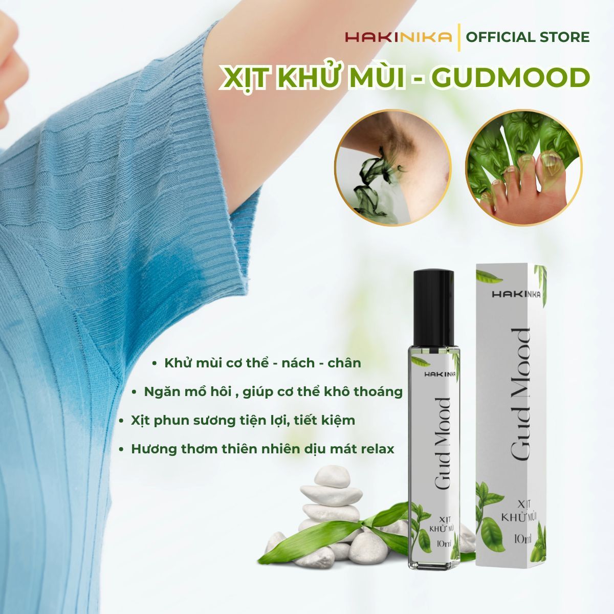  Xịt khử mùi toàn thân, lăn khử mùi GUDMOOD giảm mùi cơ thể, hạn chế mồ hôi hương thiên nhiên 