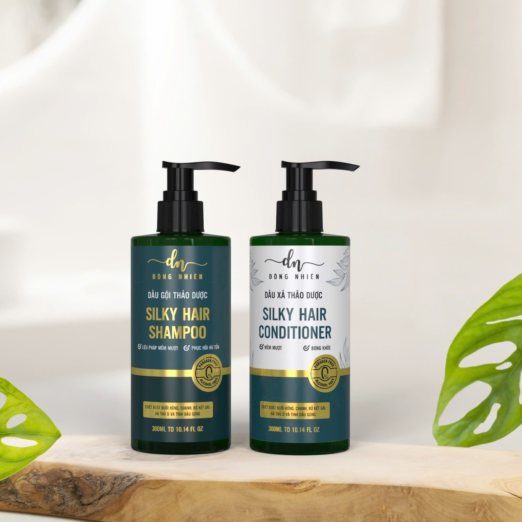  Combo gội xả giảm rụng giúp tóc mọc chắc khỏe, suôn mượt Herbal Silky Hair DongNhien 