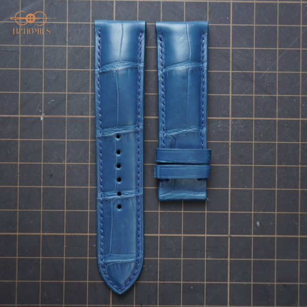  Dây đồng hồ da cá sấu Alligator màu xanh Navy 