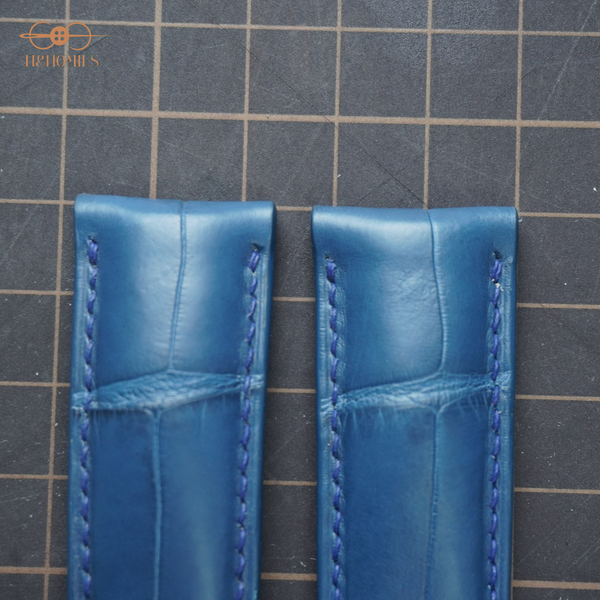  Dây đồng hồ da cá sấu Alligator màu xanh Navy 