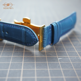  Dây đồng hồ da cá sấu Alligator màu xanh Navy 