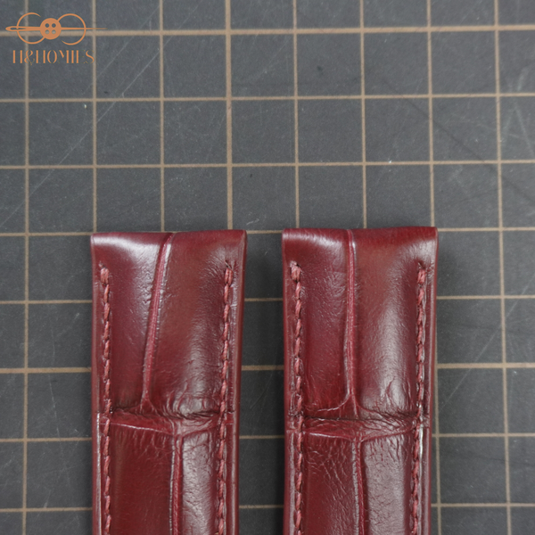  Dây đồng hồ cá sấu sấu Alligator màu đỏ Burgundy 