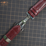  Dây đồng hồ cá sấu sấu Alligator màu đỏ Burgundy 