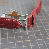  Dây đồng hồ cá sấu sấu Alligator màu đỏ Burgundy 