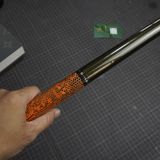  Bọc cơ da kì đà hoa màu cam cho chuôi MIT CUE 