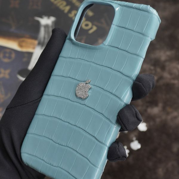  Ốp lưng iphone da cá sấu Alligator màu Sky Blue 