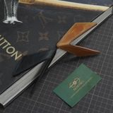  Kẹp lơ bida da bò màu nâu chỉ may xanh lá 