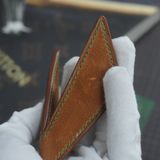  Kẹp lơ bida da bò màu nâu chỉ may xanh lá 