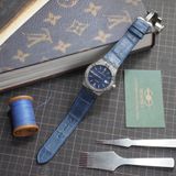  Dây cá sấu Alligator màu xanh navy cho đồng hồ Maurice Lacroix 