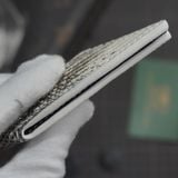  Kẹp lơ bida hình đôi cánh da kì đà hoa màu trắng 