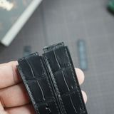  Thay da cá sấu Alligator vân đuôi (Pháp) màu đen cho Hublot 