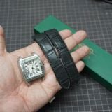  Dây cá sấu Alligator đen cho đồng hồ Cartier 