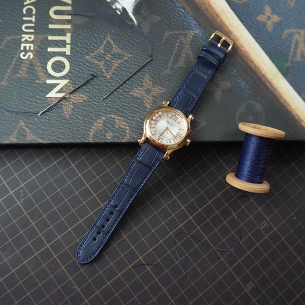  Dây cá sấu Alligator màu xanh navy cho đồng hồ Chopard 