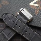 Thay da cá sấu Alligator vân đuôi (Pháp) màu xám cho Hublot 
