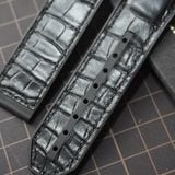  Thay da cá sấu Alligator vân bụng (Pháp) màu đen cho Hublot 