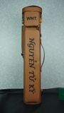  Bao cơ bida da bò nâu may tên Brown Cow Leather Cue Case - Hard - 3x5 Plus 