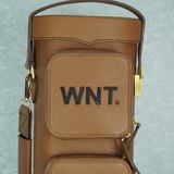  Bao cơ bida da bò nâu may tên Brown Cow Leather Cue Case - Hard - 3x5 Plus 