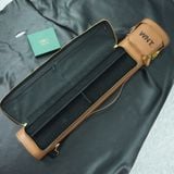  Bao cơ bida da bò nâu may tên Brown Cow Leather Cue Case - Hard - 3x5 Plus 