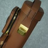  Bao cơ bida da bò nâu may tên Brown Cow Leather Cue Case - Hard - 3x5 Plus 