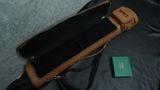  Bao cơ bida da bò nâu may tên Brown Cow Leather Cue Case - Hard - 3x5 Plus 