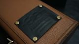  Bao cơ bida da bò nâu may tên Brown Cow Leather Cue Case - Hard - 3x5 Plus 