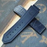  Thay da cá sấu Alligator vân đuôi ̣̣(Pháp) màu xanh navy cho Hublot 