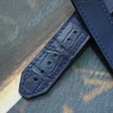  Thay da cá sấu Alligator vân đuôi ̣̣(Pháp) màu xanh navy cho Hublot 