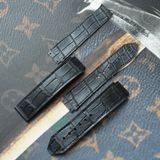  Thay da cá sấu Alligator vân đuôi (Pháp) màu đen cho Hublot 