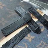  Thay da cá sấu Alligator vân đuôi (Pháp) màu đen cho Hublot 