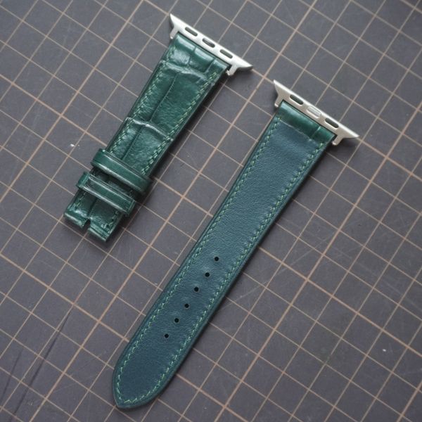  Dây Apple Watch cá sấu màu xanh rêu 