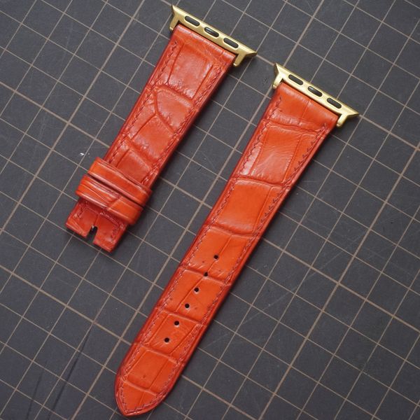  Dây Apple Watch cá sấu màu đỏ cam 