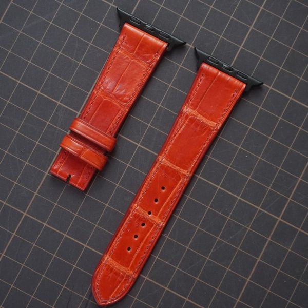  Dây Apple Watch cá sấu màu cam đỏ 