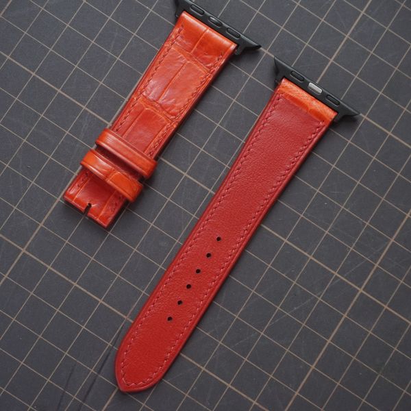  Dây Apple Watch cá sấu màu cam đỏ 