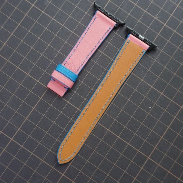  Dây Apple Watch da Swift màu hồng chỉ xanh dương 