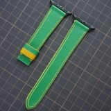  Dây Apple Watch da Swift màu xanh chỉ vàng 